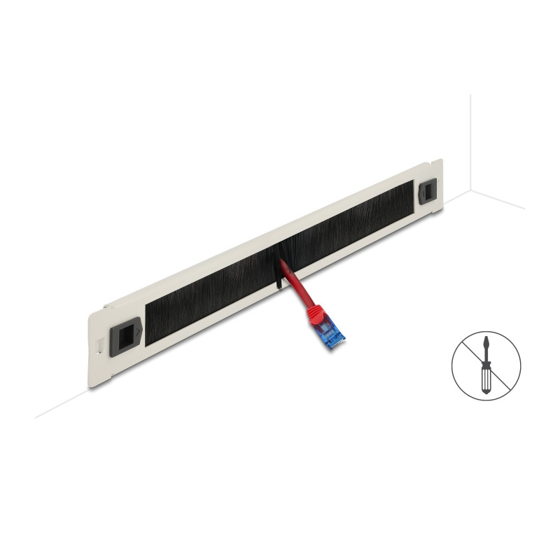 Delock 19″ Kabelmanagement Bürstenleiste werkzeugfrei 1 HE grau