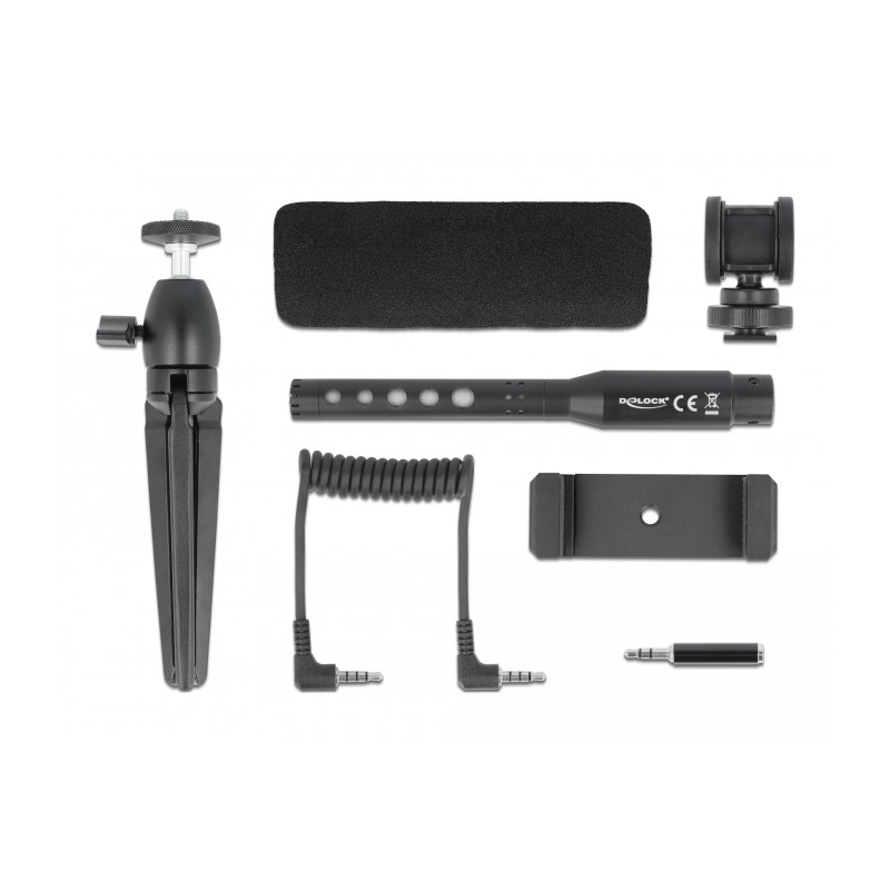 Delock Vlog Shotgun Mikrofon Set für Smartphones und DSLR Kameras