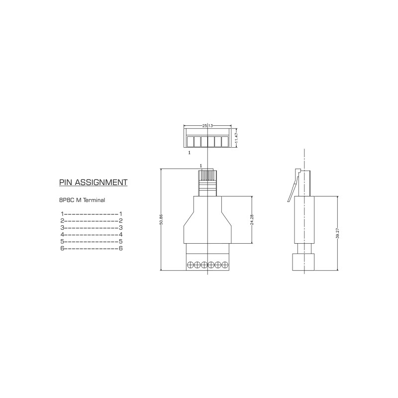 Delock RJ12 Stecker zu Terminalblock Adapter 6 Pin 2-teilig