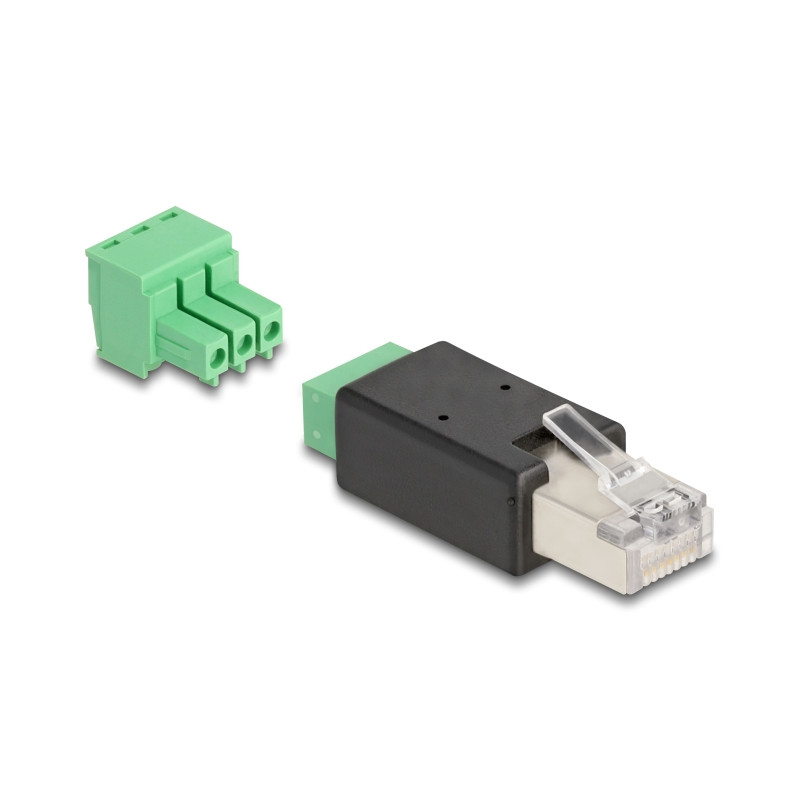 Delock RJ45 Stecker zu Terminalblock Adapter 3 Pin 2-teilig