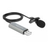 Delock USB Krawatten Lavalier Mikrofon Omnidirektional 24 Bit / 192 kHz mit Clip und 3,5 mm Stereoklinken-Kopfhöreranschluss