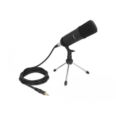 Delock Professionelles Computer Podcasting Mikrofon mit XLR Anschluss und 3 Pin Klinkenstecker + Adapterkabel für Smartphone und