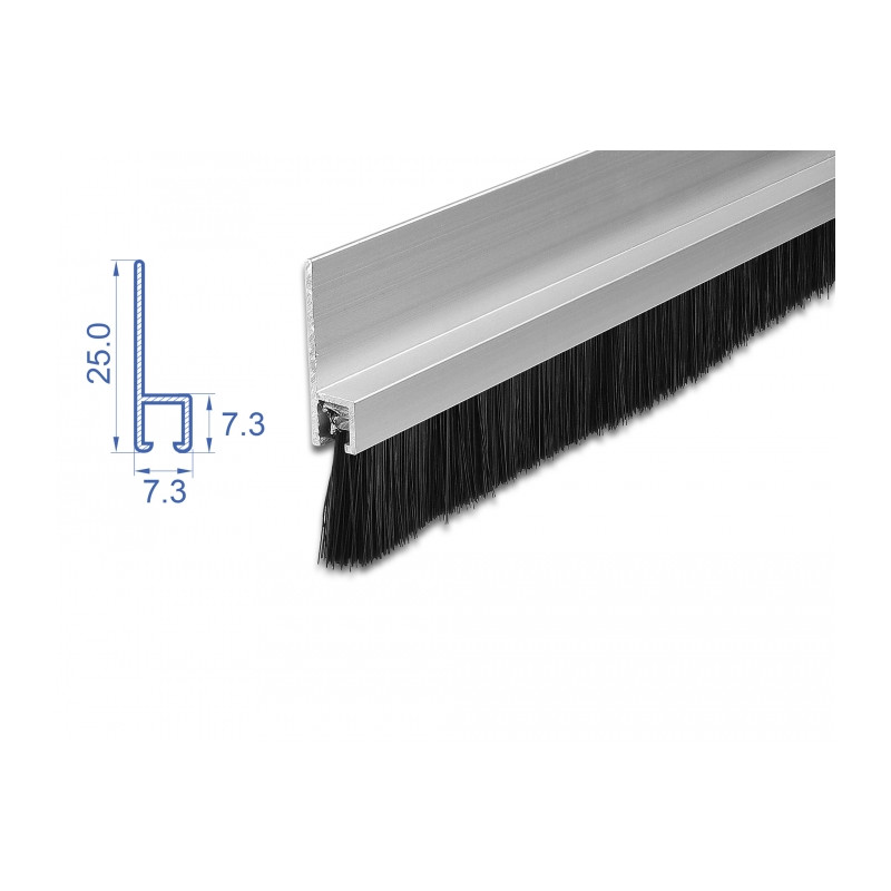 Delock Bürstenstreifen 20 mm mit Alu-Profil gerade - Länge 1 m