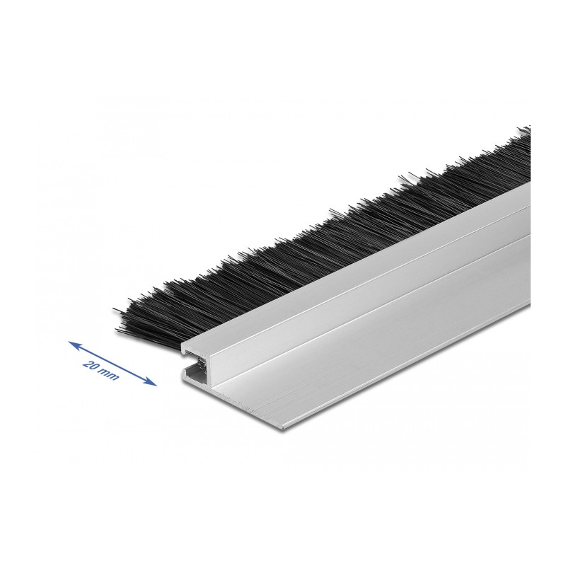 Delock Bürstenstreifen 20 mm mit Alu-Profil gerade - Länge 1 m