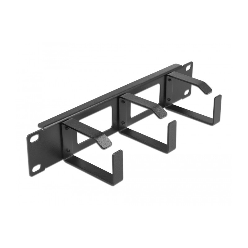 Delock 10″ Kabelmanagement Rangierpanel mit 2 Öffnungen und 3 Bügeln 1 HE schwarz