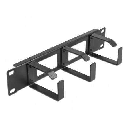 Delock 10″ Kabelmanagement Rangierpanel mit 2 Öffnungen und 3 Bügeln 1 HE schwarz