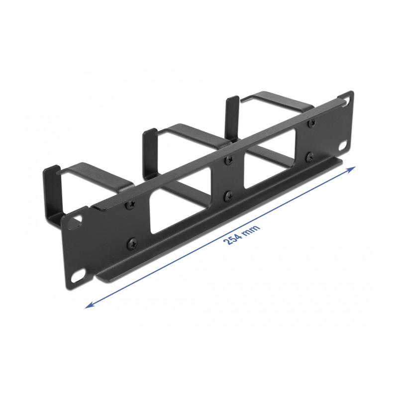 Delock 10″ Kabelmanagement Rangierpanel mit 2 Öffnungen und 3 Bügeln 1 HE schwarz