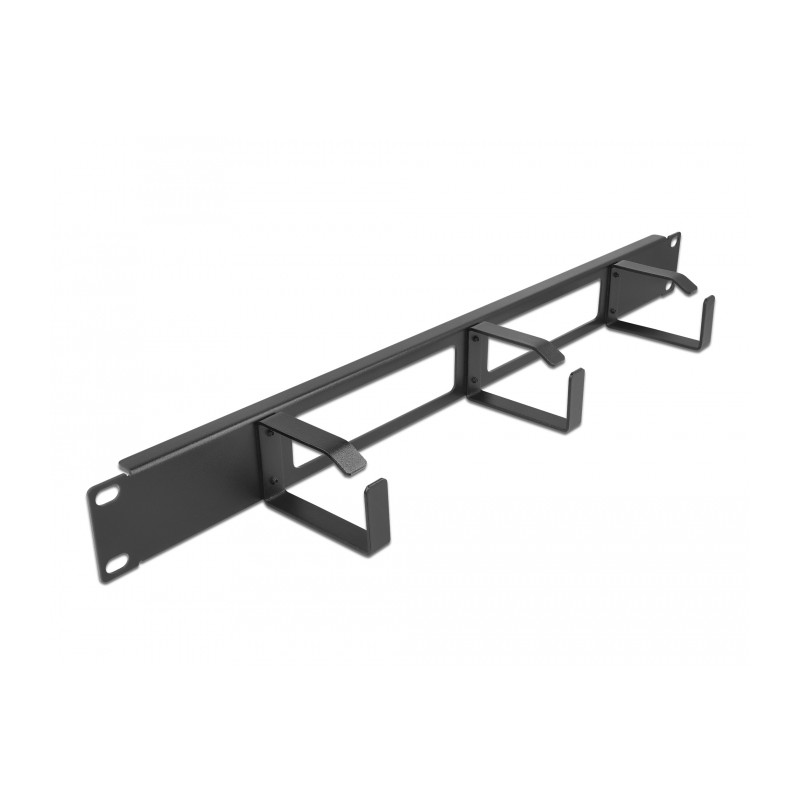 Delock 19″ Kabelmanagement Rangierpanel mit 2 Öffnungen und 3 Bügeln 1 HE schwarz
