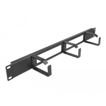 Delock 19″ Kabelmanagement Rangierpanel mit 2 Öffnungen und 3 Bügeln 1 HE schwarz