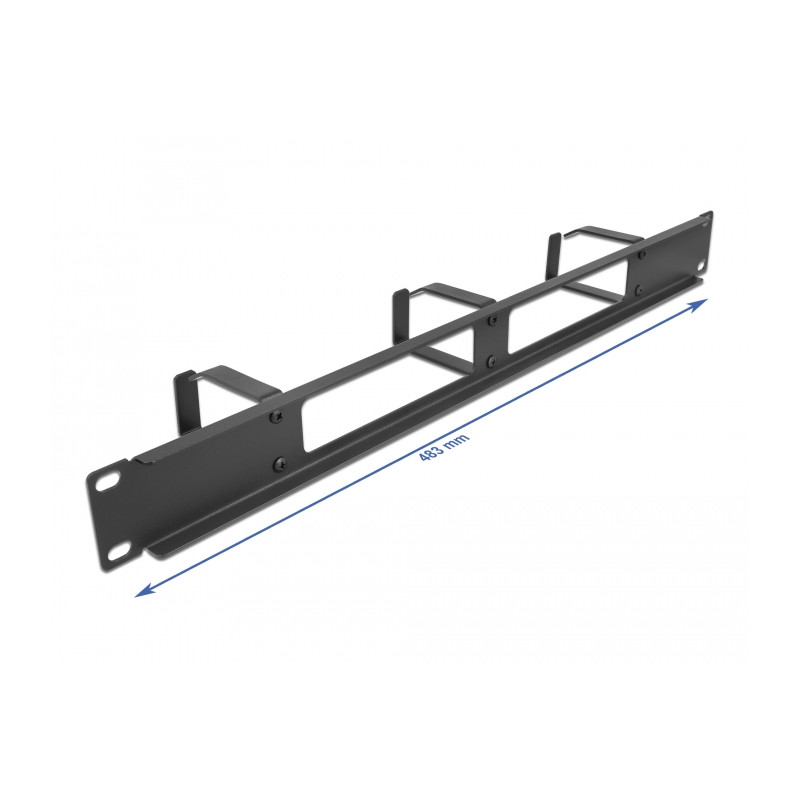 Delock 19″ Kabelmanagement Rangierpanel mit 2 Öffnungen und 3 Bügeln 1 HE schwarz