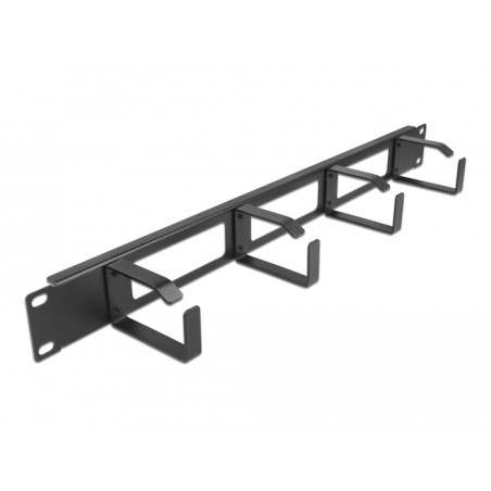 Delock 19″ Kabelmanagement Rangierpanel mit 3 Öffnungen und 4 Bügeln 1 HE schwarz