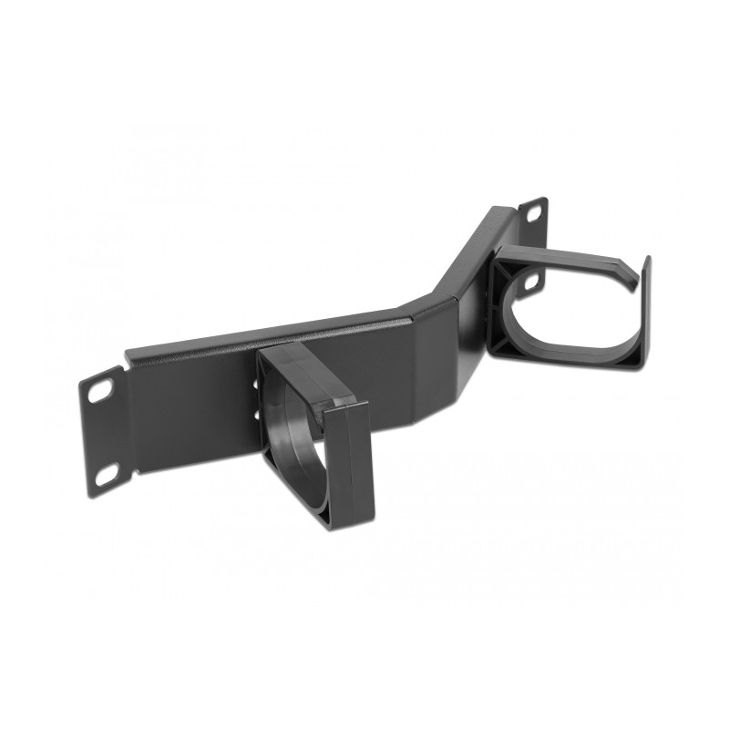 Delock 10″ Kabelmanagement Rangierpanel mit 2 Bügeln gewinkelt 1 HE schwarz