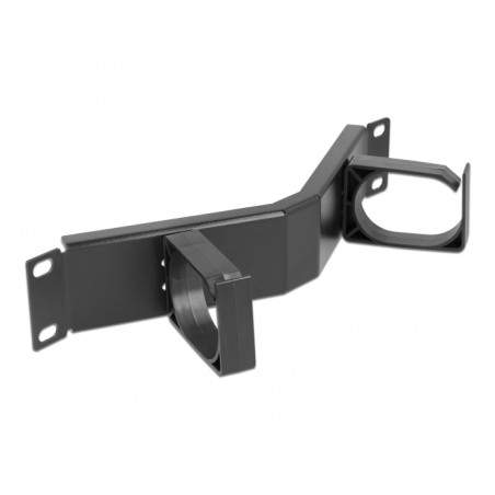 Delock 10″ Kabelmanagement Rangierpanel mit 2 Bügeln gewinkelt 1 HE schwarz