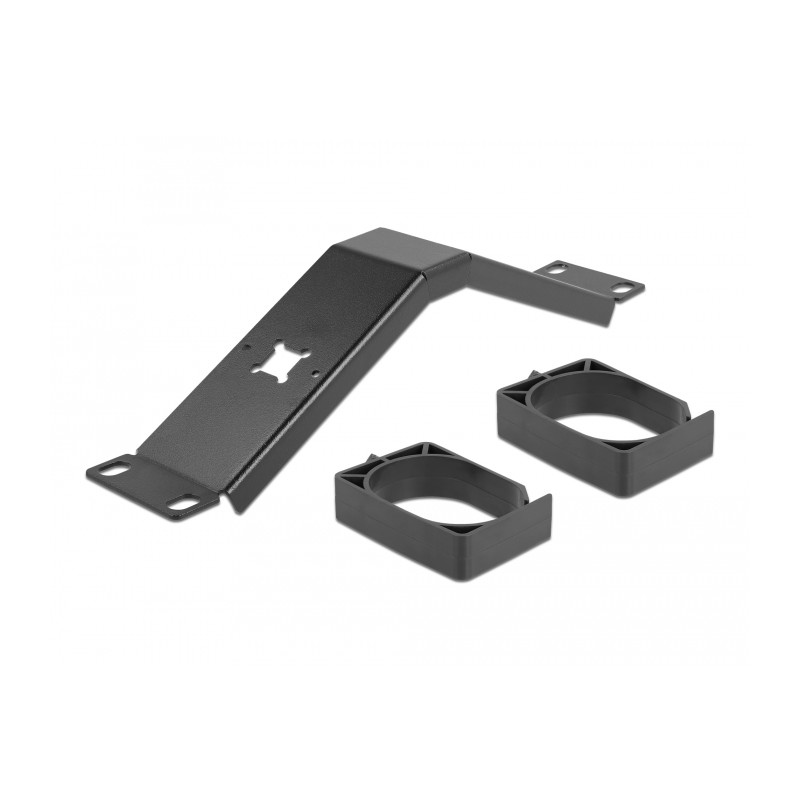 Delock 10″ Kabelmanagement Rangierpanel mit 2 Bügeln gewinkelt 1 HE schwarz