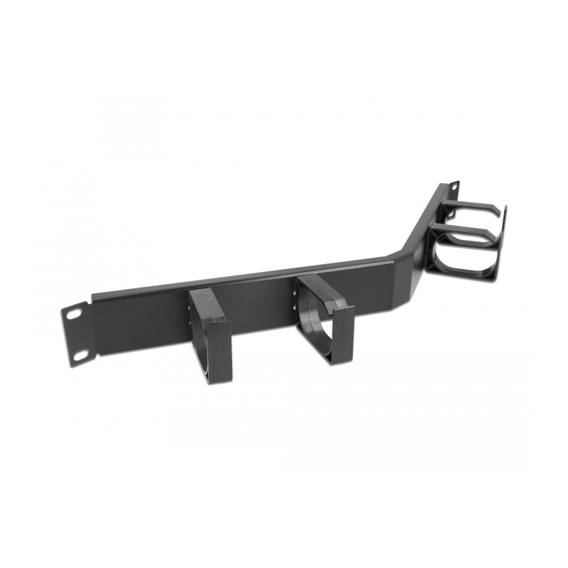 Delock 19″ Kabelmanagement Rangierpanel mit 4 Bügeln gewinkelt 1 HE schwarz
