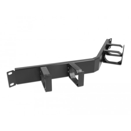 Delock 19″ Kabelmanagement Rangierpanel mit 4 Bügeln gewinkelt 1 HE schwarz