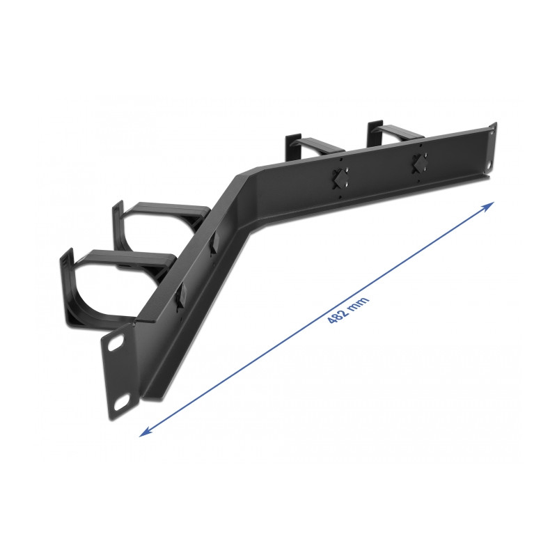 Delock 19″ Kabelmanagement Rangierpanel mit 4 Bügeln gewinkelt 1 HE schwarz