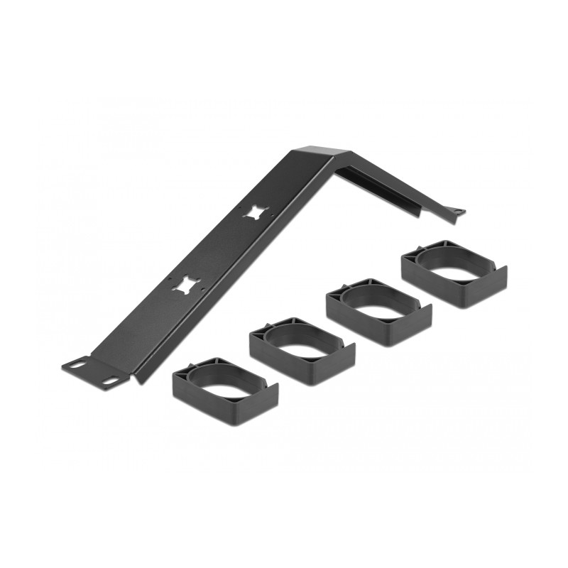 Delock 19″ Kabelmanagement Rangierpanel mit 4 Bügeln gewinkelt 1 HE schwarz
