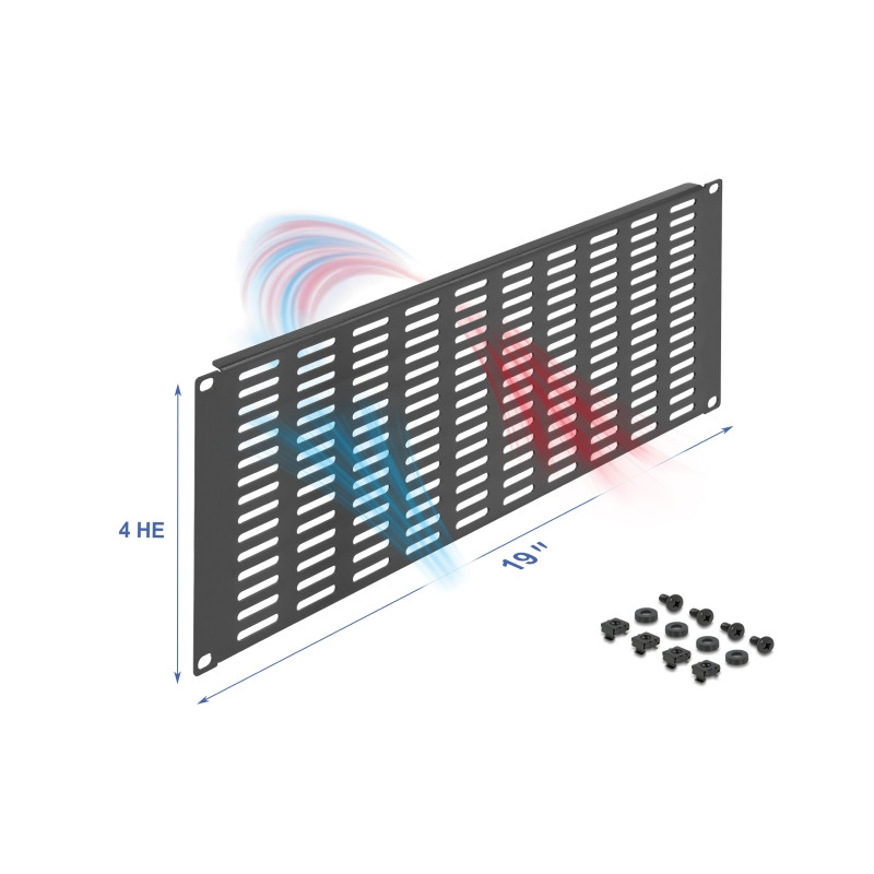 Delock 19″ Netzwerkschrank Panel mit Lüftungsschlitzen horizontal 4 HE schwarz
