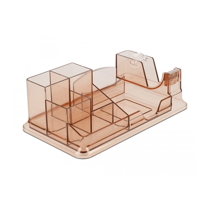 Delock Schreibtisch Organizer transparent / braun