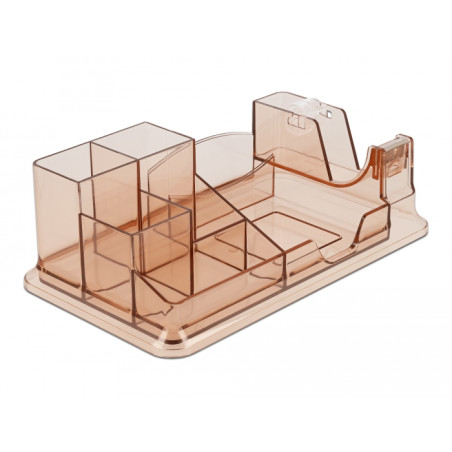 Delock Schreibtisch Organizer transparent / braun