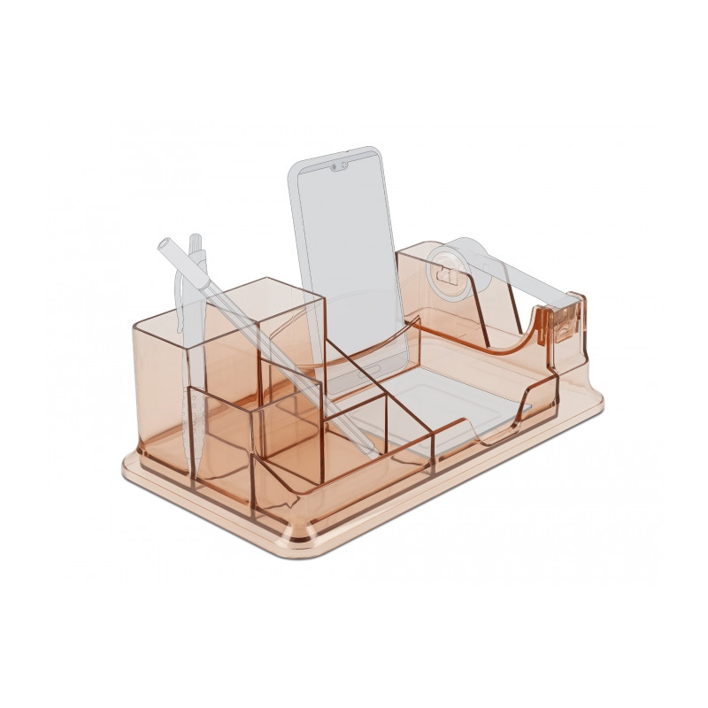 Delock Schreibtisch Organizer transparent / braun