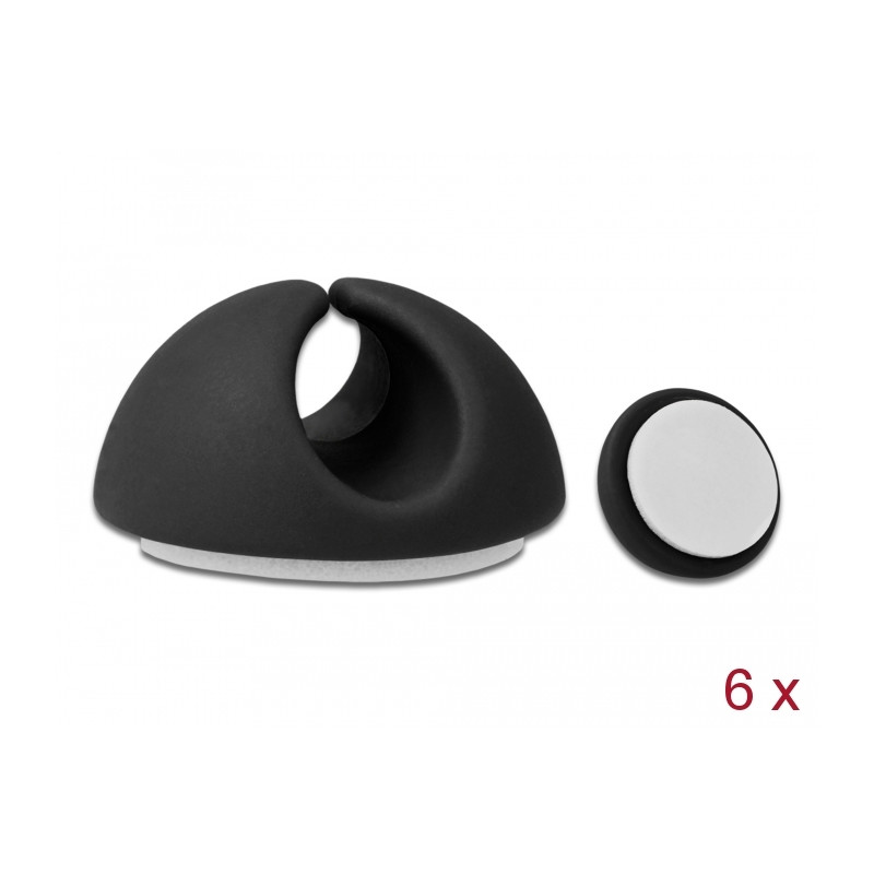 Delock Kabelhalter Set selbstklebend 6 Stück schwarz