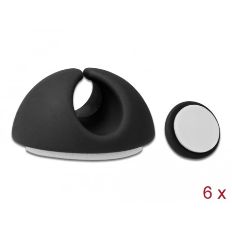 Delock Kabelhalter Set selbstklebend 6 Stück schwarz