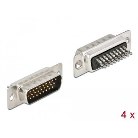 Delock D-Sub HD 26 Pin Stecker Metall, Lötversion, 4 Stück