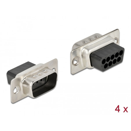 Delock D-Sub 9 Pin Crimp Stecker, Metall, 4 Stück