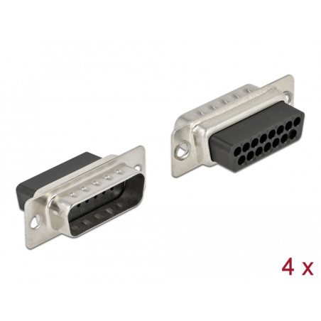 Delock D-Sub 15 Pin Crimp Stecker, Metall, 4 Stück