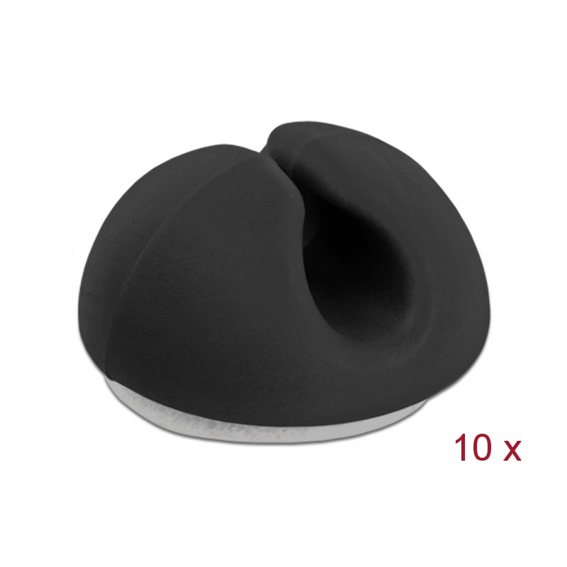 Delock Kabelhalter Mini selbstklebend Set 10 Stück schwarz