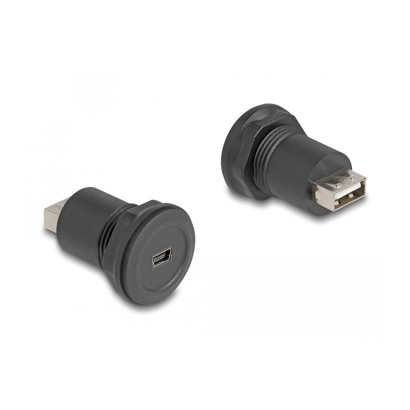Delock USB 2.0 Typ Mini-B zu USB 2.0 Typ-A Einbaubuchse schwarz