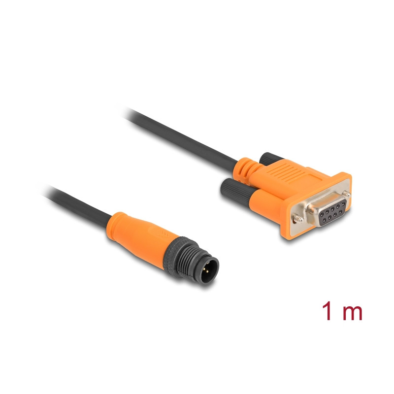 Delock M12 CAN Bus Kabel A-kodiert 5 Pin Stecker zu D-Sub 9 Buchse 1 m