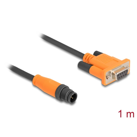 Delock M12 CAN Bus Kabel A-kodiert 5 Pin Stecker zu D-Sub 9 Buchse 1 m