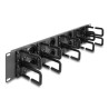 Delock 19″ Kabelmanagement Rangierpanel mit 8 Gummi Kabeldurchführungen und 10 Bügeln 2 HE dunkelgrau