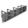 Delock 19″ Kabelmanagement Rangierpanel mit 8 Gummi Kabeldurchführungen und 10 Bügeln 2 HE dunkelgrau