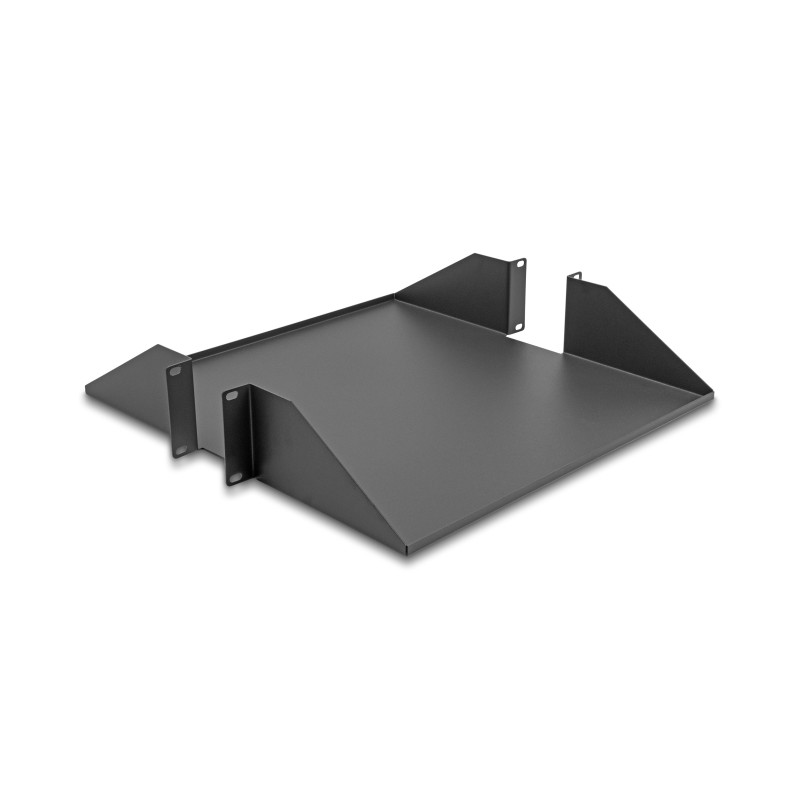 Delock 19″ Fachboden zweiseitig bis 46 kg ab 500 mm Tiefe 2 HE dunkelgrau