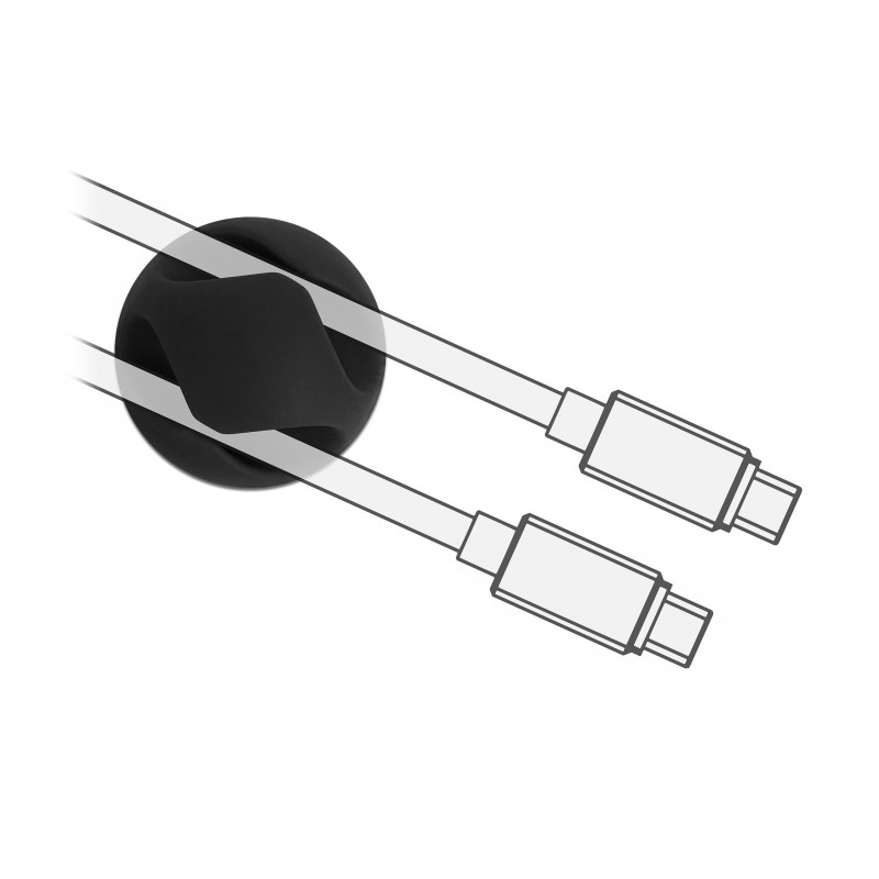 Delock Kabelhalter Mini mit 2 Durchführungen selbstklebend Set 10 Stück schwarz