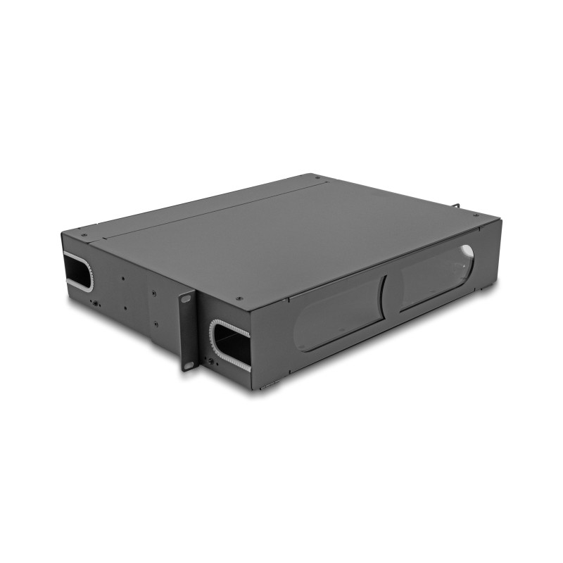 Delock 19″ LWL Patchpanel mit Sichtfenster unbestückt 2 HE dunkelgrau