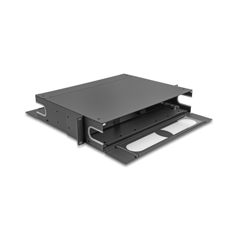 Delock 19″ LWL Patchpanel mit Sichtfenster unbestückt 2 HE dunkelgrau
