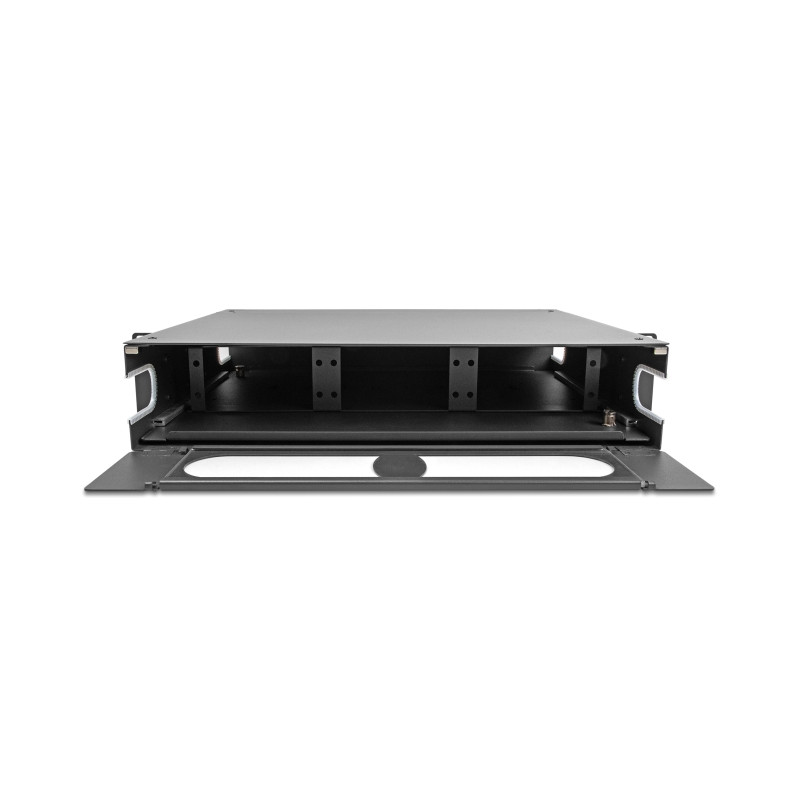 Delock 19″ LWL Patchpanel mit Sichtfenster unbestückt 2 HE dunkelgrau