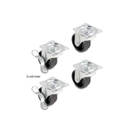 Delock Lenkrolle Ø 50 mm Tragkraft bis 90 kg Set 2 x 2 Stück