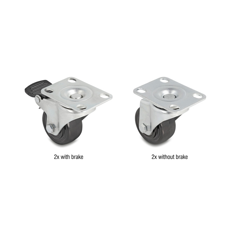 Delock Schwerlast Lenkrolle Ø 50 mm Tragkraft bis 400 kg Set 2 x 2 Stück