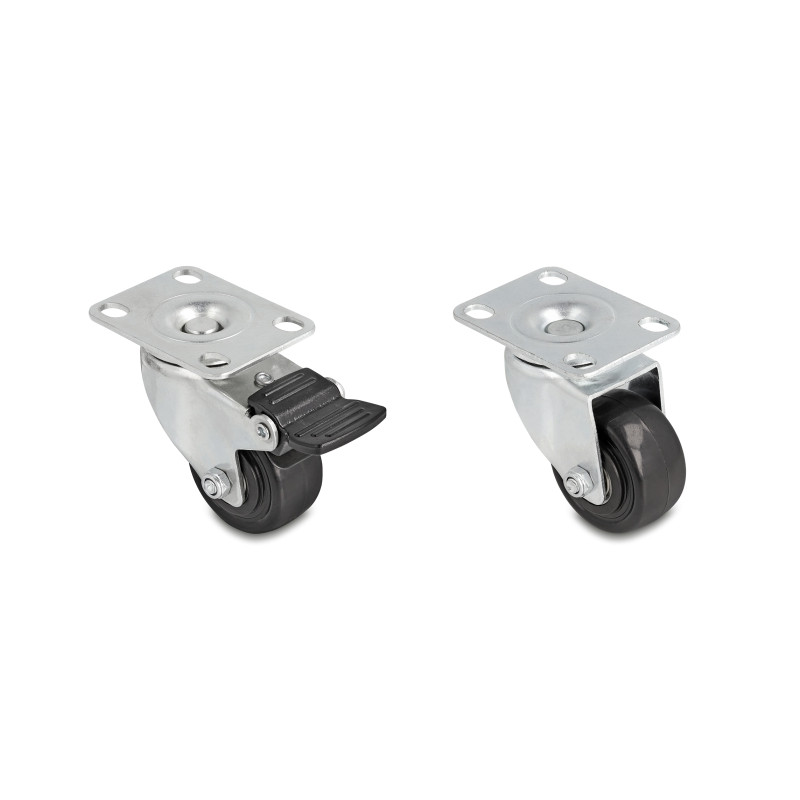 Delock Schwerlast Lenkrolle Ø 50 mm Tragkraft bis 400 kg Set 2 x 2 Stück