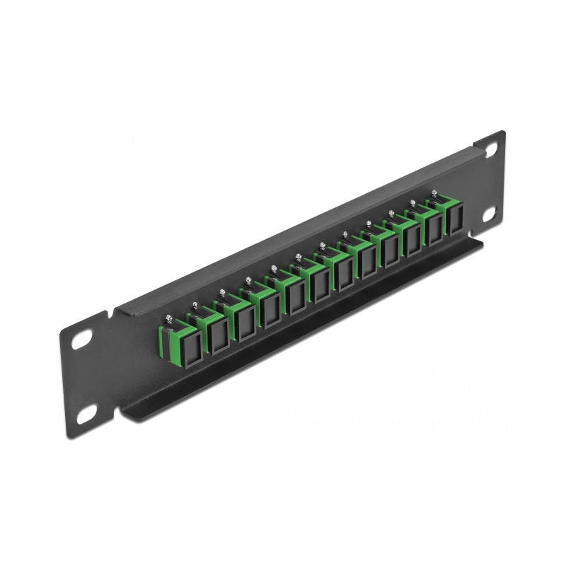 Delock 10″ LWL Patchpanel 12 Port SC Simplex grün 1 HE schwarz