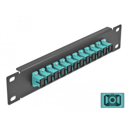 Delock 10″ LWL Patchpanel 12 Port SC Simplex aqua 1 HE schwarz