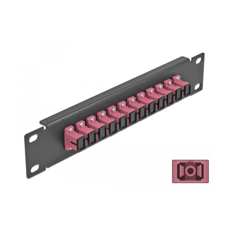 Delock 10″ LWL Patchpanel 12 Port SC Simplex violett 1 HE schwarz