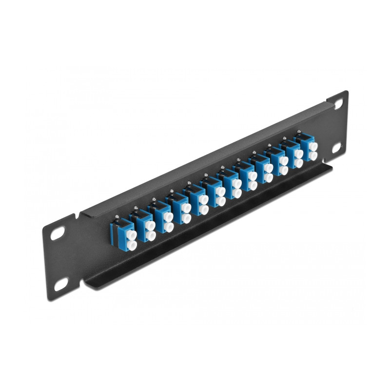 Delock 10″ LWL Patchpanel 12 Port LC Duplex blau 1 HE schwarz