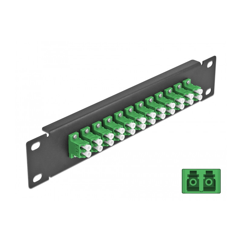 Delock 10″ LWL Patchpanel 12 Port LC Duplex grün 1 HE schwarz